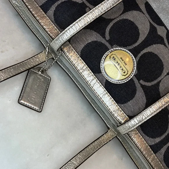 Coach Y2K Vintage Denim Jacquard Signature Stripe Tote